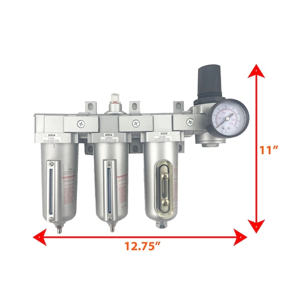 3/4 NPT HEAVY DUTY 4 Stages Filter Regulator Coalescing Desiccant Dryer System (MANUAL DRAIN)